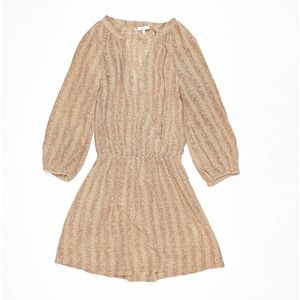 Joie Silk Brown Herringbone Long Sleeve Wrap Front Dress